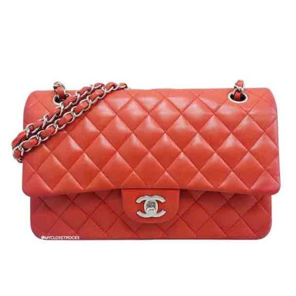 CHANEL Handbags - SOLD Chanel Orange Double Flap Shoulder Bag